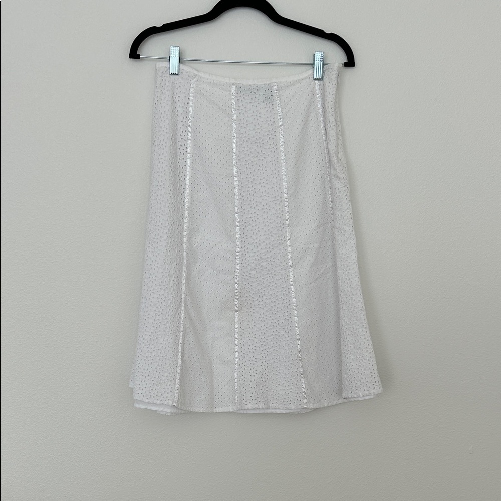 Autograph White Eyelet A-Line Skirt with Sequin Panels
